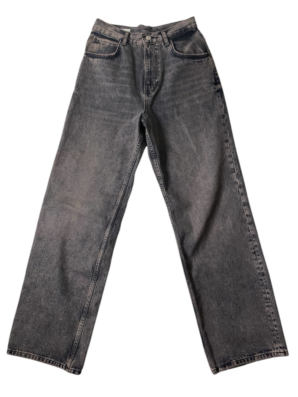 Zara women high waisted straight leg denim jeans mulberry washed black